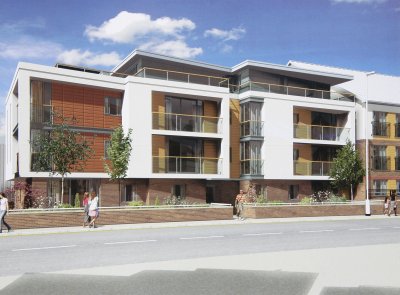 Artists impression of new flats opposite Hertford East station