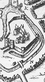 Speed's Map showing Hertford Castle, 1610