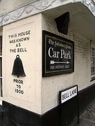 Photo of Bell Lane sign by the Salisbury Arms Hotel